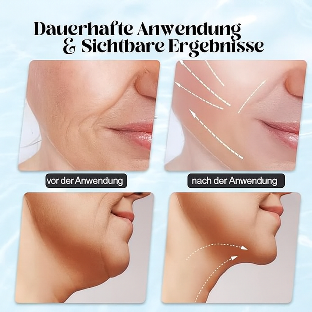 Ergonomisches Gesichts- & Halsmassagegerät für verbesserte Hautelastizität & Faltenreduzierung.