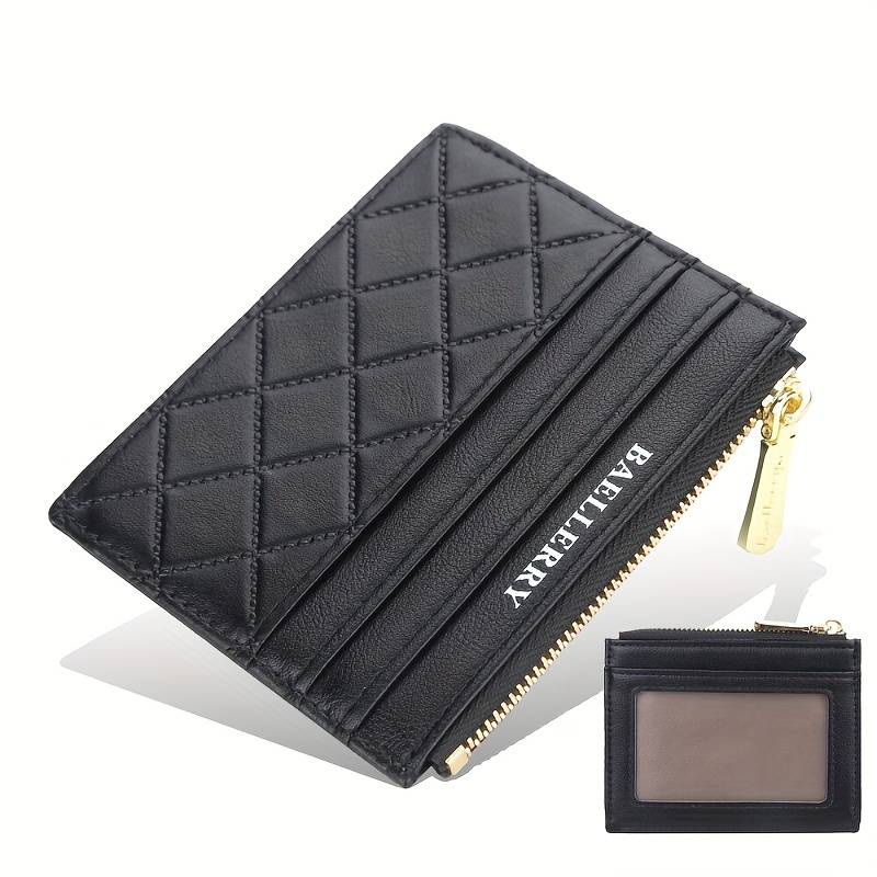 Praktischer Mini-Kartenhalter für Damen und Herren, gesteppt, ein modischer Organizer.