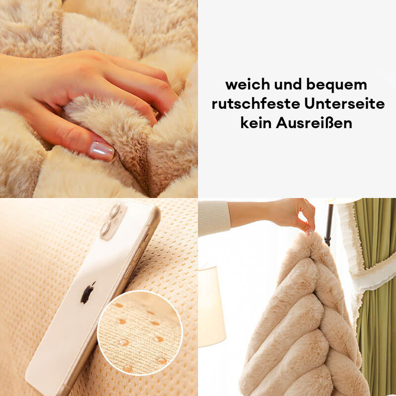 Dicker Plüsch-Sofabezug gestreift, rutschfest & warm. Sorgt für extra Gemütlichkeit und Schutz im Wohnzimmer.
