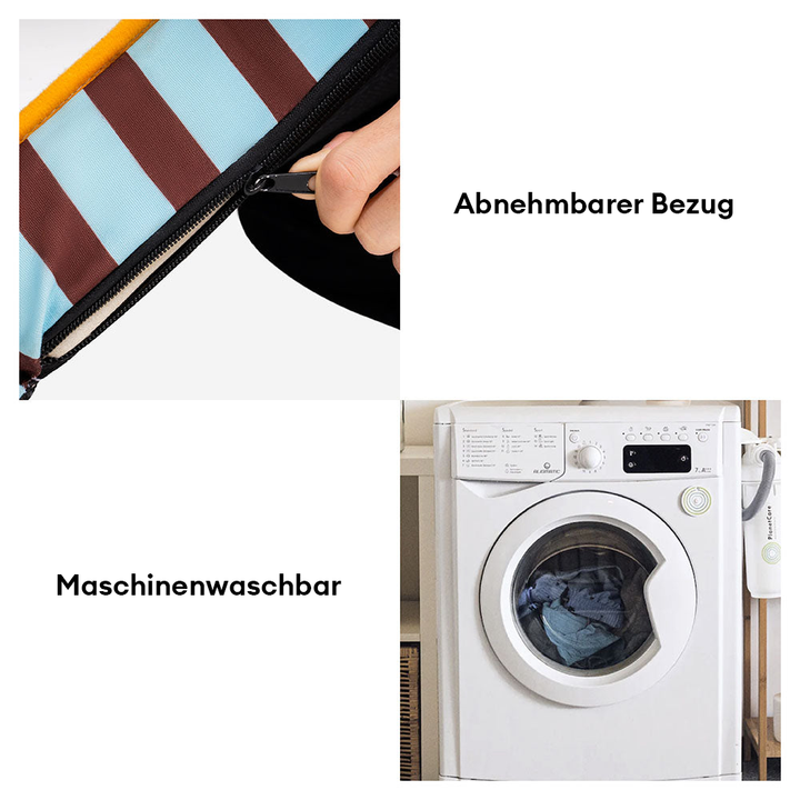 Elegantes, gestreiftes Hundebett, faltbar und wasserabweisend. Modernes Design für jedes Zuhause.