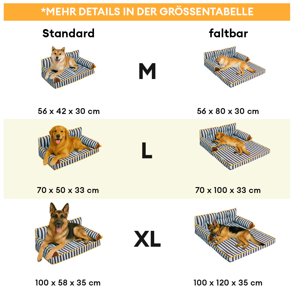Waschbares Hundesofa, gestreift, faltbar. Bietet Haustieren einen komfortablen Rückzugsort.