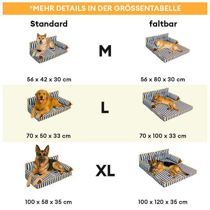 Waschbares Hundesofa, gestreift, faltbar. Bietet Haustieren einen komfortablen Rückzugsort.