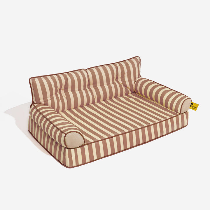 Faltbares Hundesofa mit eleganten Streifen, wasserabweisend. Optimale Unterstützung für Gelenke.