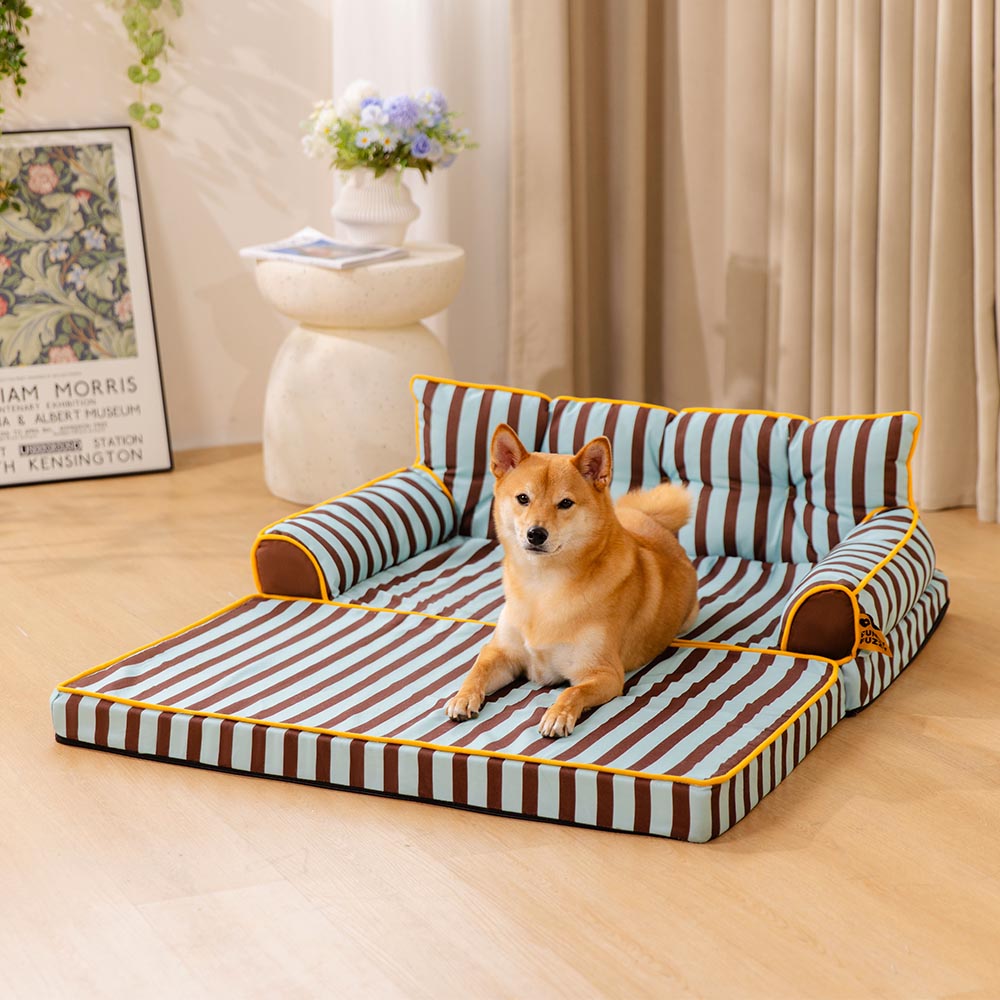 Gestreiftes Hundesofa, faltbar und waschbar. Bietet Ihrem Hund einen sauberen und bequemen Platz.