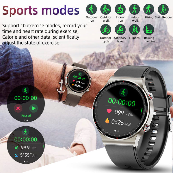 Personalisierte Smartwatch mit EKG, SpO2, Herzfrequenz, Stresslevel- & Schlafphasenanalyse.