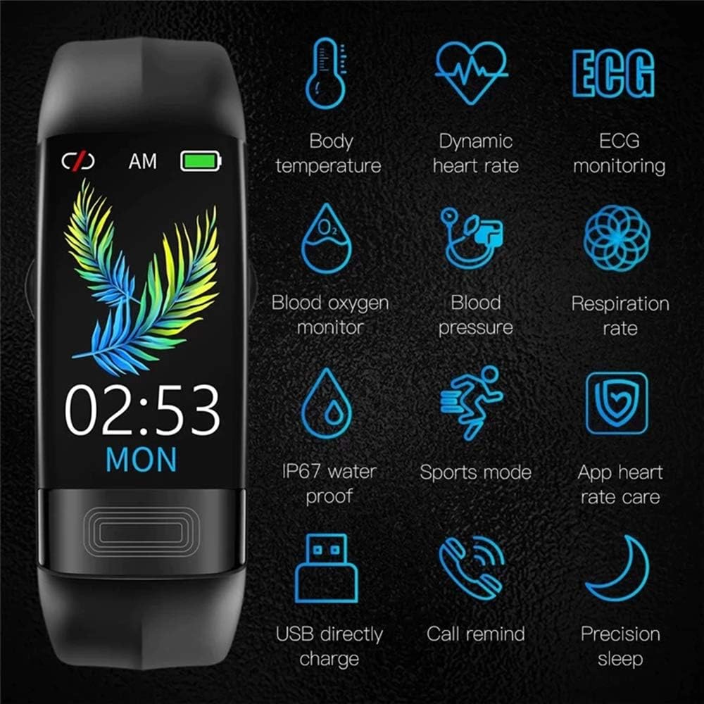 Elegante Gesundheits-Smartwatch mit Silikonarmband, Herzfrequenz- & EKG-Messung. Wasserdichtes Fitnessarmband.