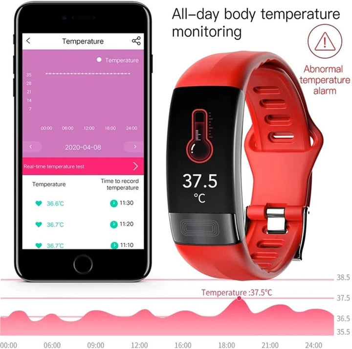 Gesundheits-Smartwatch mit bequemem Silikonarmband, Blutdruck- & EKG-Monitor. Bluetooth Fitnessarmband.