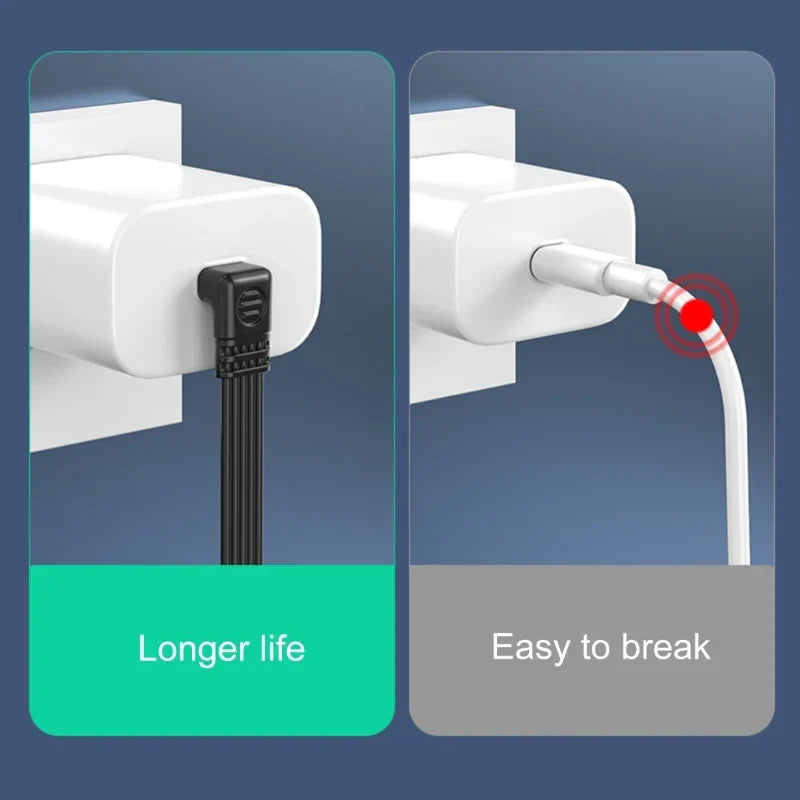 Vielseitiges Type-C Winkelkabel: Stromversorgung & Datenübertragung in einem Kabel.