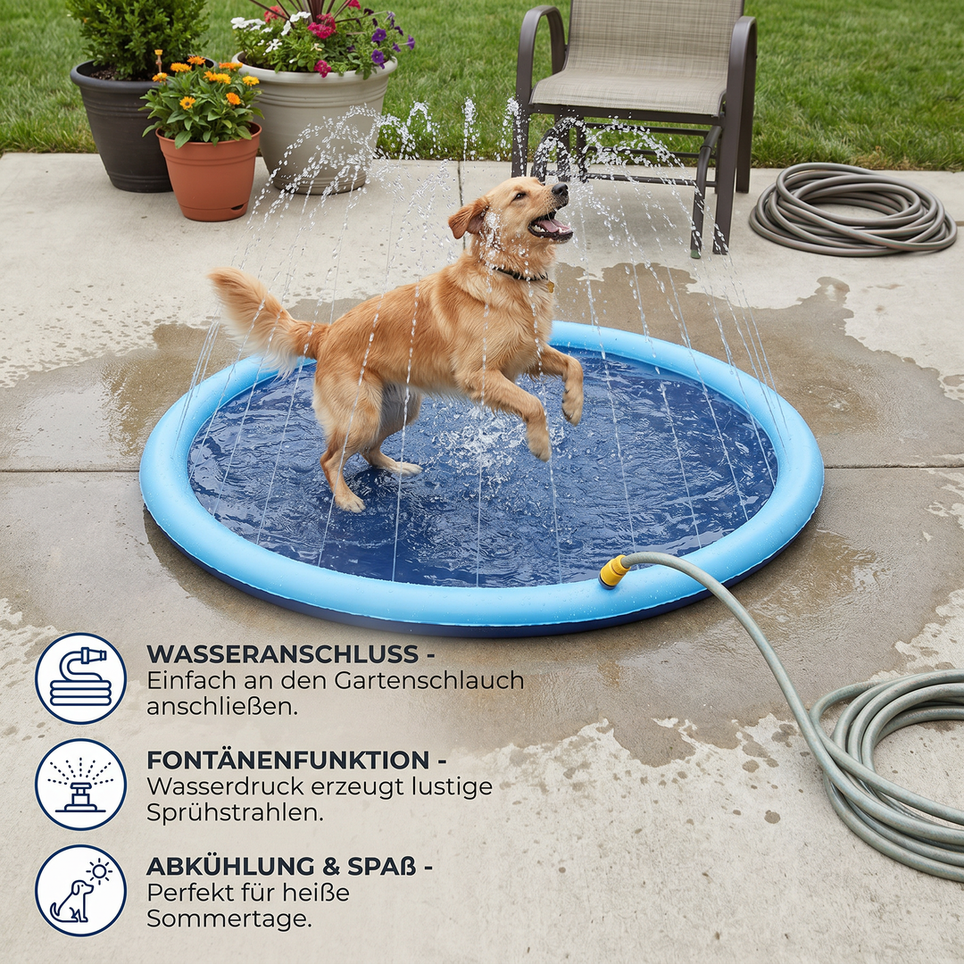 Robuste Hundefontäne als Outdoor-Wasserspielzeug. Einfach zu bedienen, bietet Ihrem Haustier konstante Erfrischung & Spaß.