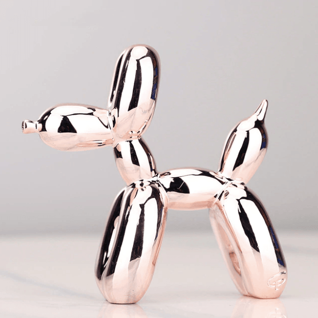 Glänzende Harz Ballonhund Figur, modernes Kunstwerk zur Verschönerung von Heim und Büro.