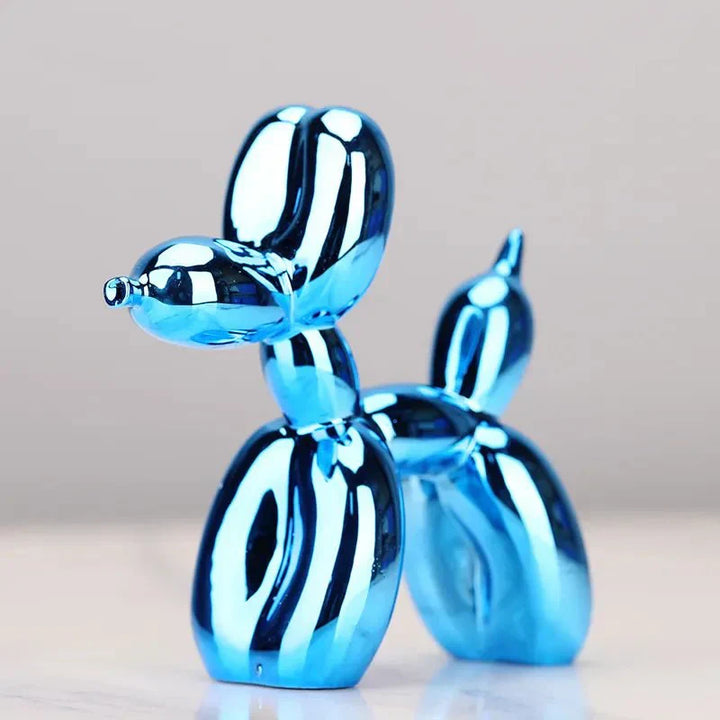 Moderne Tierfigur: glänzender Ballonhund aus Kunstharz, exklusives Deko-Ornament.