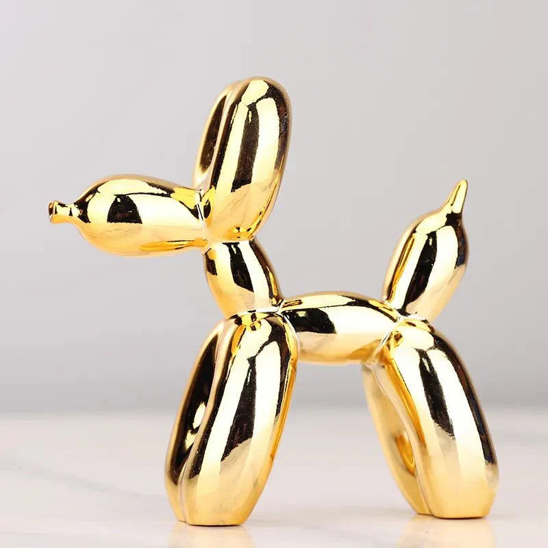 Glänzende Ballonhund Skulptur – zeitlose Kunstharz Dekoration für Liebhaber modernen Designs.