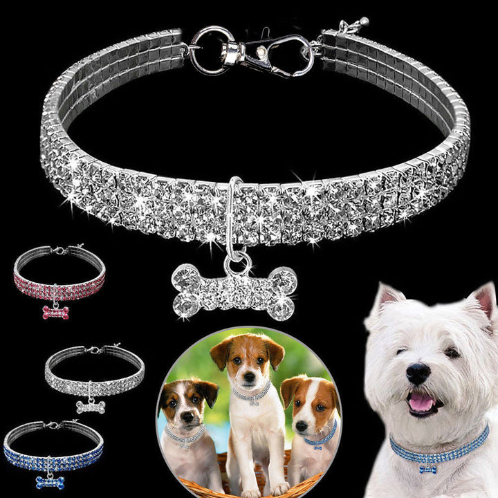 Glamouröses Strass Haustierhalsband für kleine Hunde und Katzen, mit funkelnden Steinen für besonderen Glanz.
