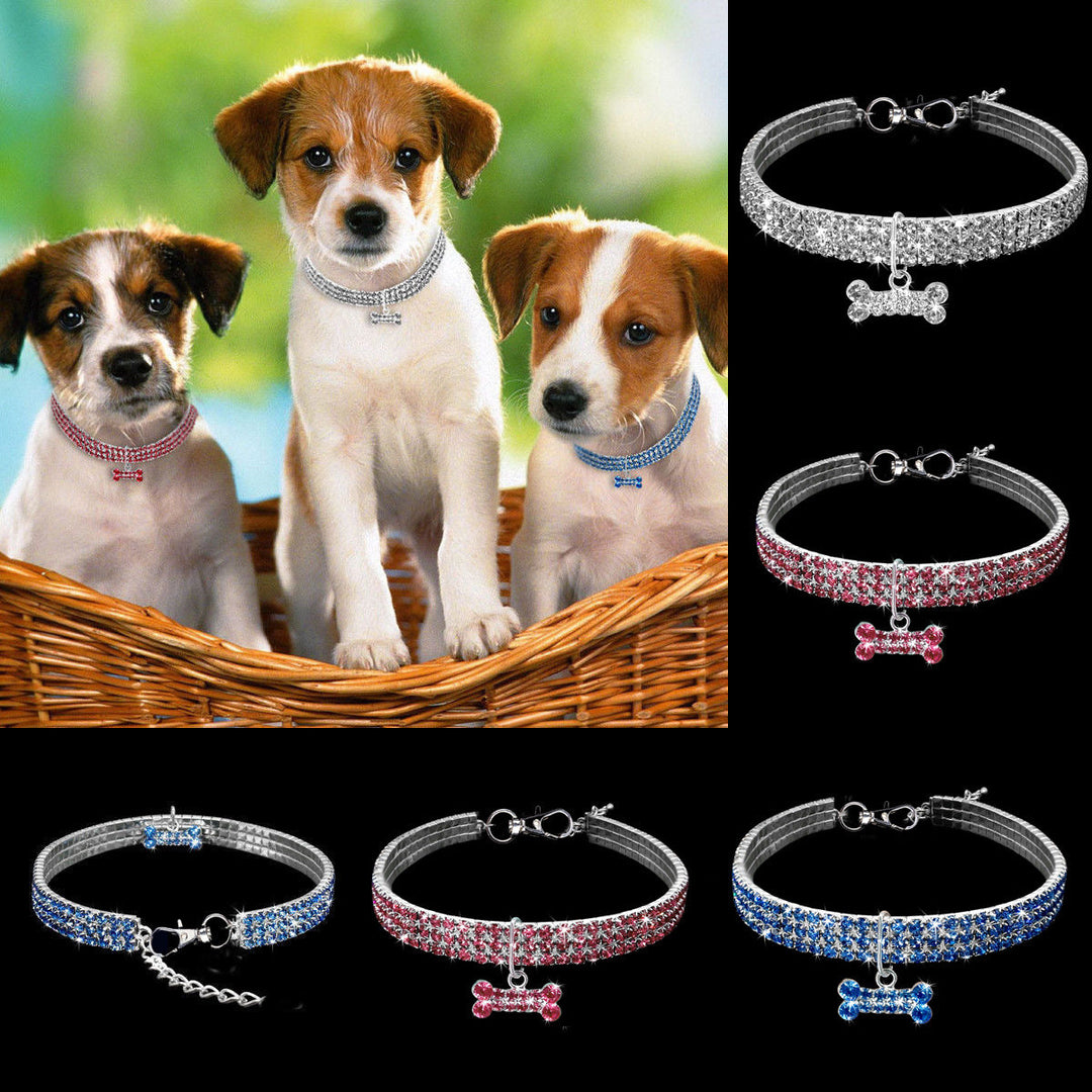 Luxuriöses Strasshalsband für kleine Hunde & Katzen, ein glamouröses Accessoire mit glänzenden Steinen für jeden Anlass.