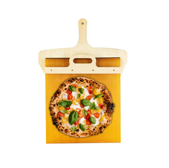 Robuster Pizzaschieber aus Birkenholz für sicheres Handling heißer Pizza. Ergonomischer Küchenhelfer.
