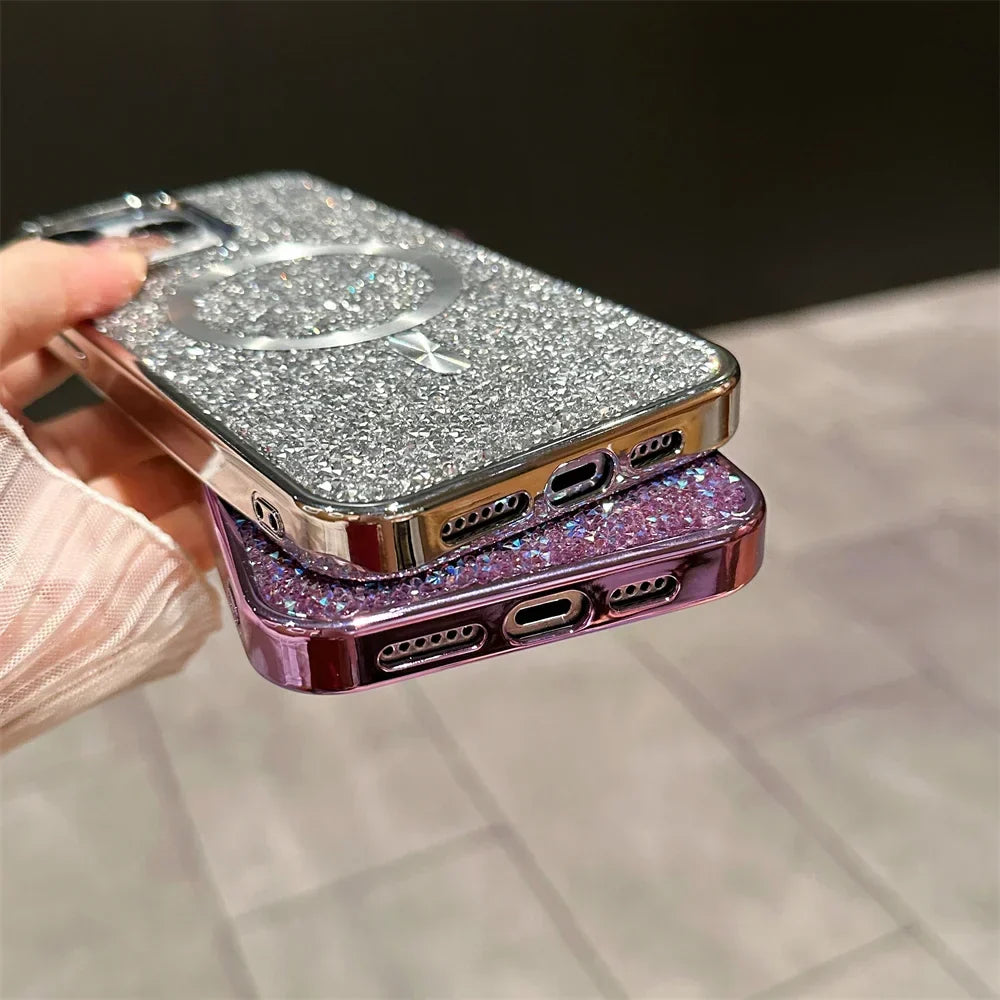 Bling Handycase mit Glitzer-Effekt, magnetisch für einfachen Zugriff & hervorragenden Schutz.