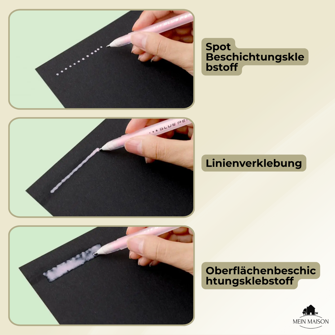 Hand klebt mit GlueMaster Präzisions-Klebestift Papier, akkurate Verklebung für Scrapbooking & Kartenbasteln.