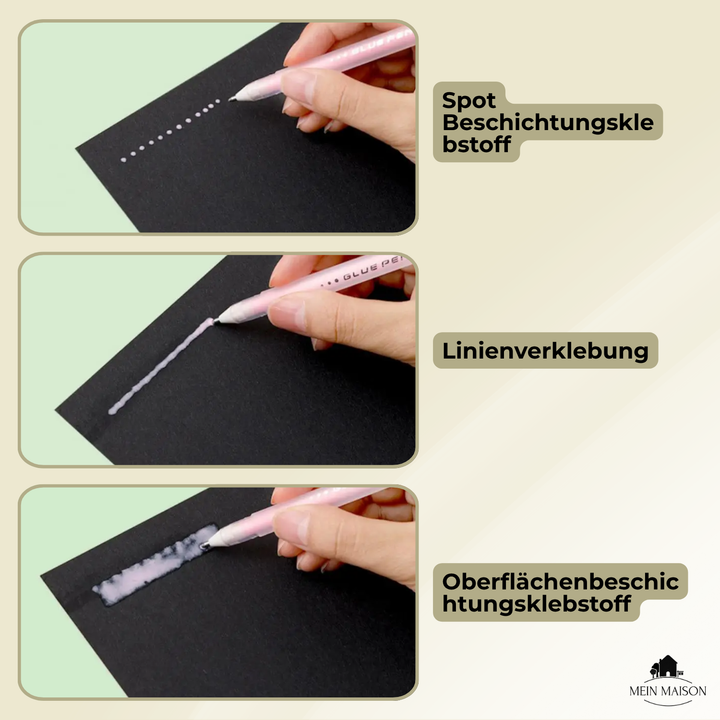 Hand klebt mit GlueMaster Präzisions-Klebestift Papier, akkurate Verklebung für Scrapbooking & Kartenbasteln.