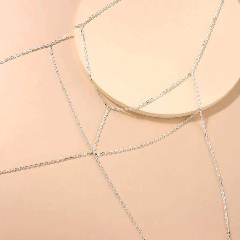 Gold-Silber Körperkette Damenschmuck, elegant für Party & Hochzeit, ein glamouröses Statement Accessoire.