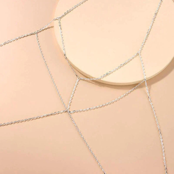 Gold-Silber Körperkette Damenschmuck, elegant für Party & Hochzeit, ein glamouröses Statement Accessoire.