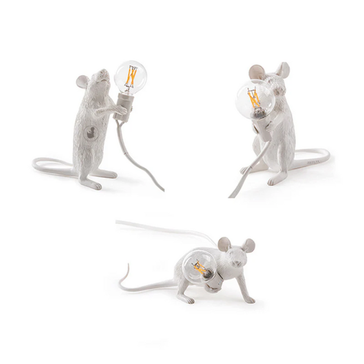 Moderne Maus LED Tischlampe in Schwarz. Eine einzigartige Dekoleuchte und stilvolle Wohnzimmerbeleuchtung.
