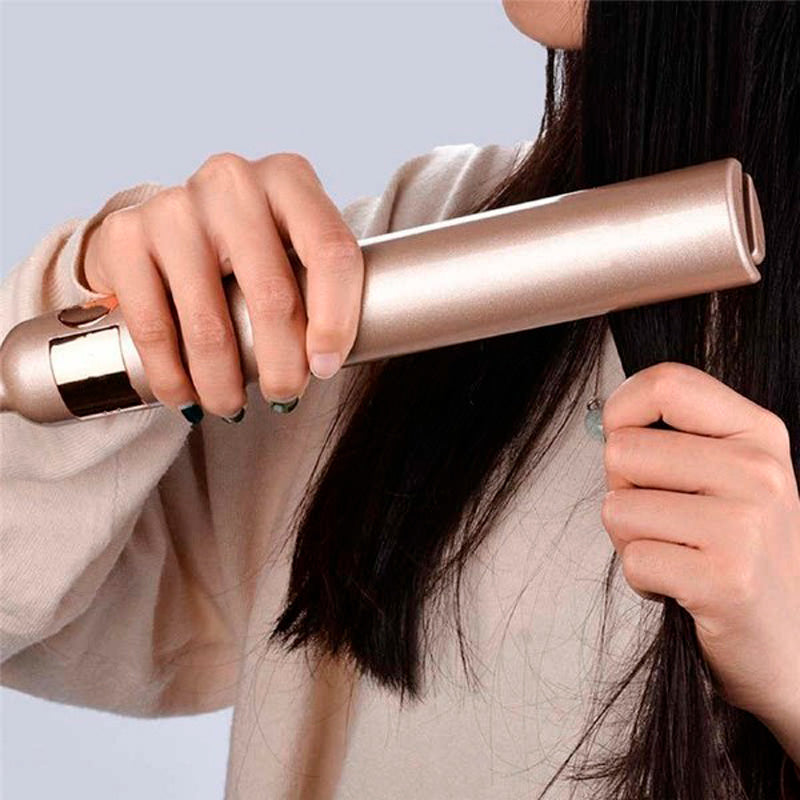 Goldener Unisex 2-in-1 Haarstyler zum Glätten & Locken für schnelle, professionelle Haarstyling-Ergebnisse.