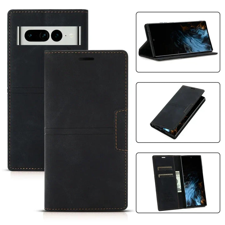 Google Pixel Wallet Case aus Premium PU Leder, Flip Hülle mit Stil und umfassendem Schutz für das Smartphone.