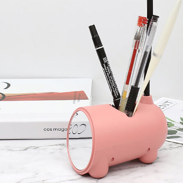 Ergonomische BunnyGlow LED-Schreibtischlampe grün mit Stifthalter, flexibel einstellbar.