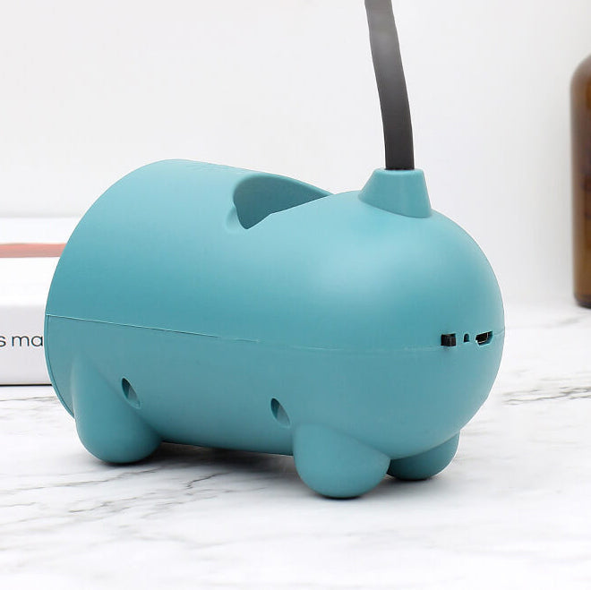 Rosa BunnyGlow LED-Lampe mit praktischem Stifthalter, perfekte Schreibtischlampe für Kinder.