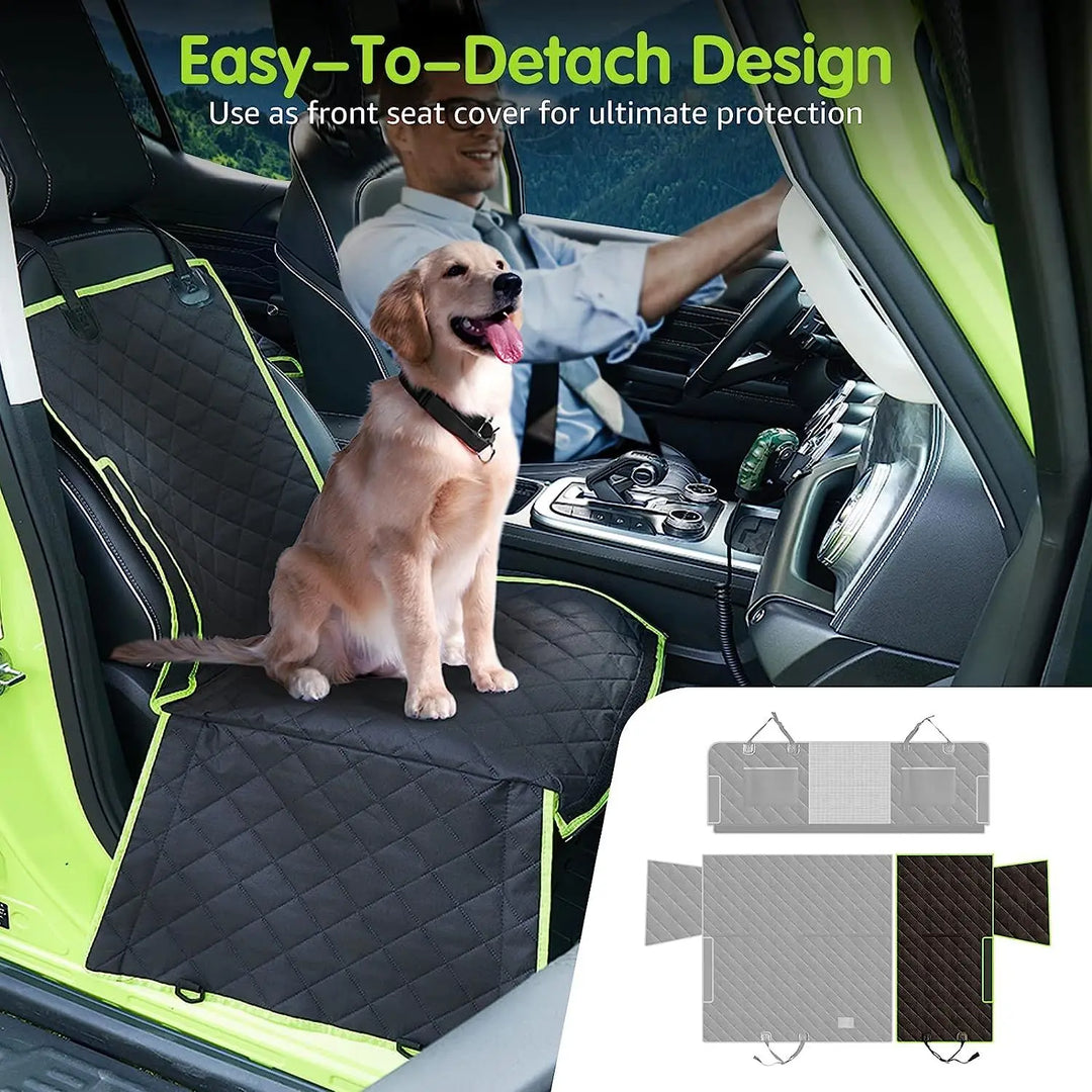 Rutschfeste Hundeautoschondecke für Rücksitz, sichert Ihren Hund & schützt Polster im Auto.