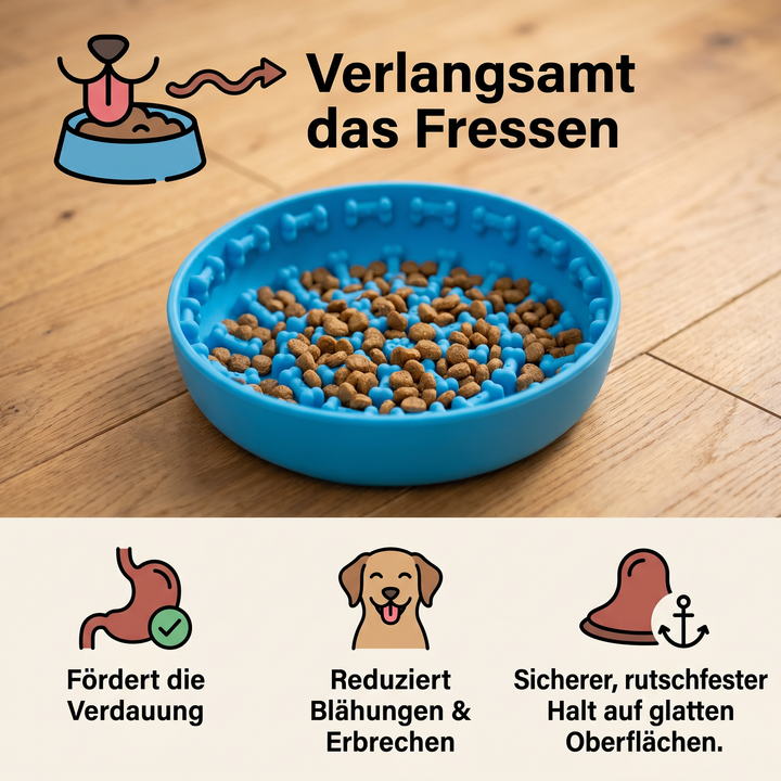 Hunde Anti-Schlingnapf & Schleckmatte, unterstützt langsame Nahrungsaufnahme & gesunde Verdauung.