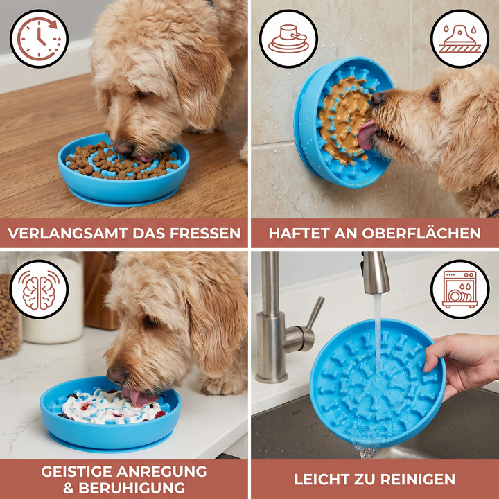Interaktiver Langsamfresser Napf für Hunde, Anti-Schling-Design für gesunde Essgewohnheiten.