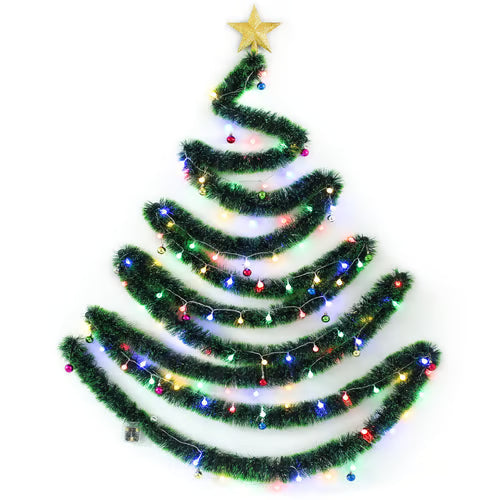Dekorativer Wandbaum für Weihnachten, inklusive heller LED-Beleuchtung, einfach an der Wand anzubringen.