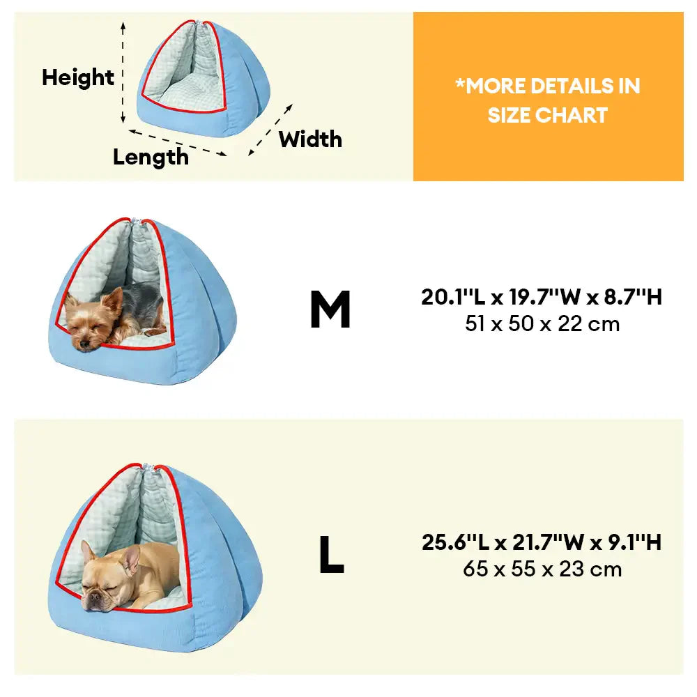 Luxuriöses blaues Höhlenbett für Katzen und kleine Hunde, gemütliche und waschbare Liegefläche.