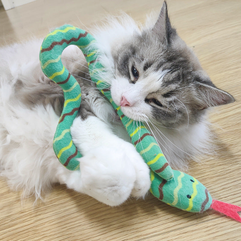 Interaktives Plüsch-Schlangenspielzeug mit Katzenminze für Katzen, ideal für Spielstunden.