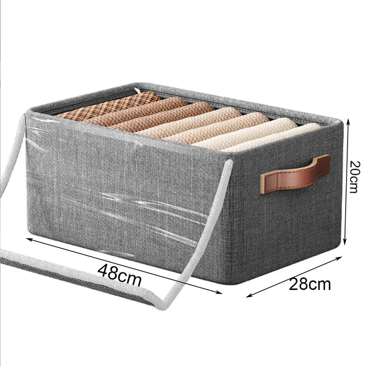 Platzsparende, stapelbare graue Aufbewahrungsbox mit Deckel & Griff, perfekt für Ordnung und zusätzlichen Stauraum.