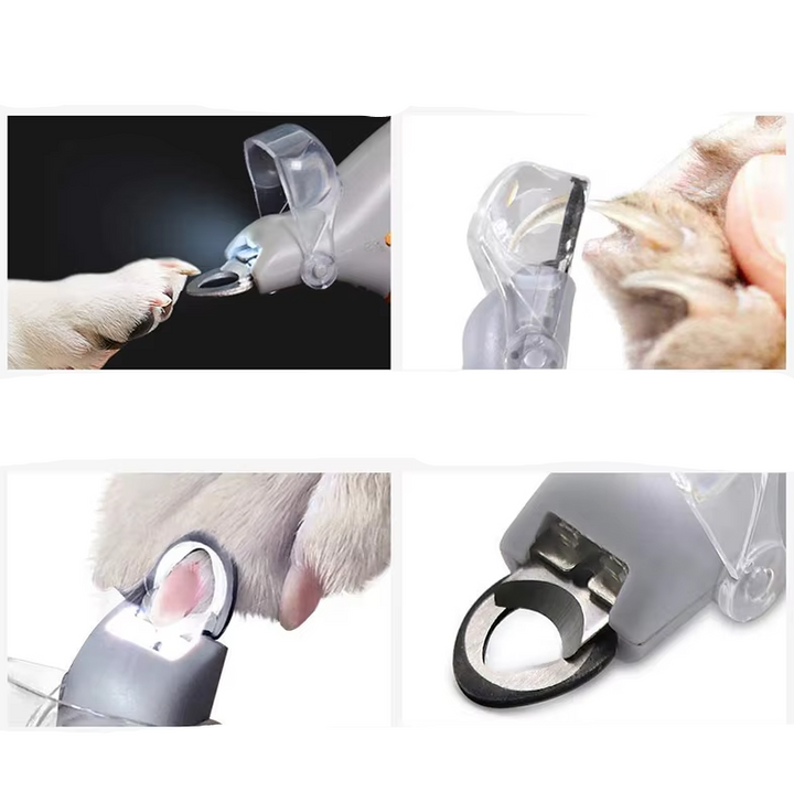 Ergonomischer Krallenschneider für Hunde und Katzen, mit LED-Licht und Vergrößerung, erleichtert die sichere Pflege.