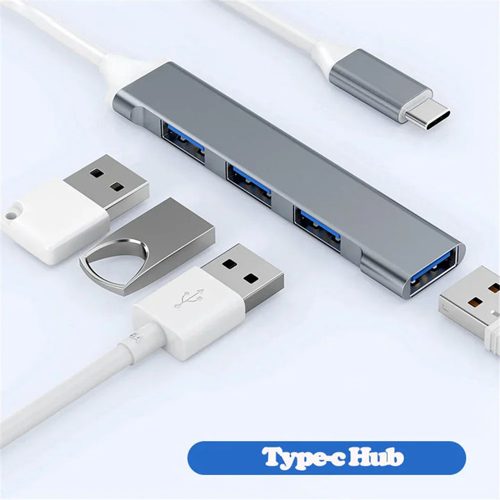 Veyno USB 3.0 Hub mit 4 Ports, ideal für Laptop-Erweiterung & schnellen Datentransfer.
