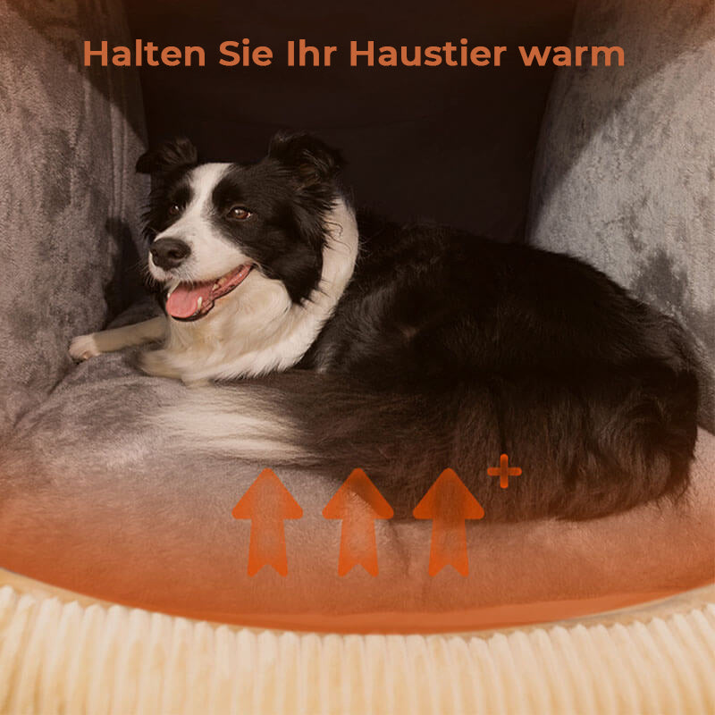Khaki Haustierbett XL: Gemütliches, waschbares Hundezelt für große Hunde, halbgeschlossen.