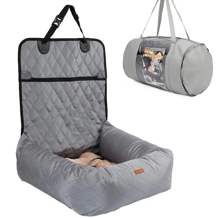 Vielseitiges Hundebett Autositz aus Nylon in Grau, ideal für sicheren Transport & Ruheplatz unterwegs.