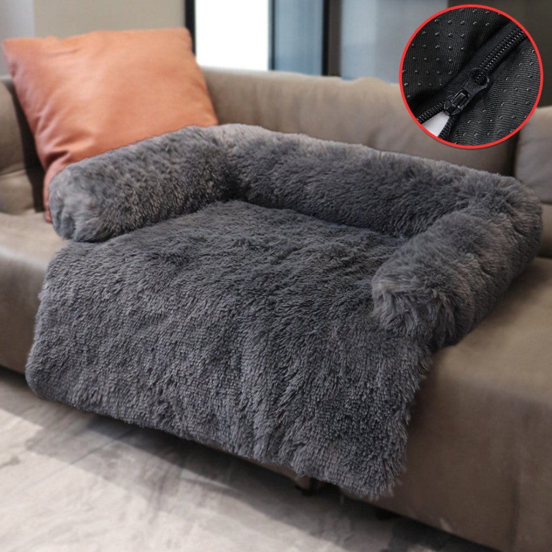 Weiches Hundebett, grau, waschbar, sorgt für Wärme & Komfort.