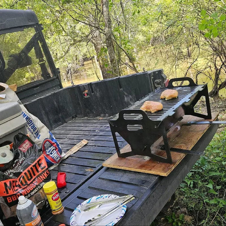 Mobiler Faltgrill GrillFix Compact. Leichtgewichtiger Klappgrill für Garten, Camping, Balkon & Picknick.