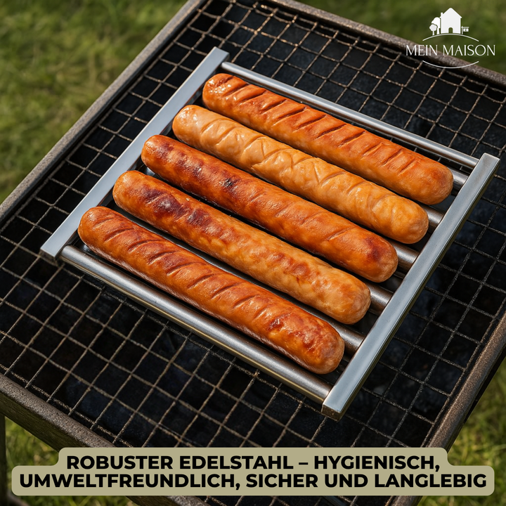 Hot-Dog-Würstchenroller rollt Würstchen gleichmäßig über den Grillrost für perfekte Bräunung. Unverzichtbares BBQ Zubehör.