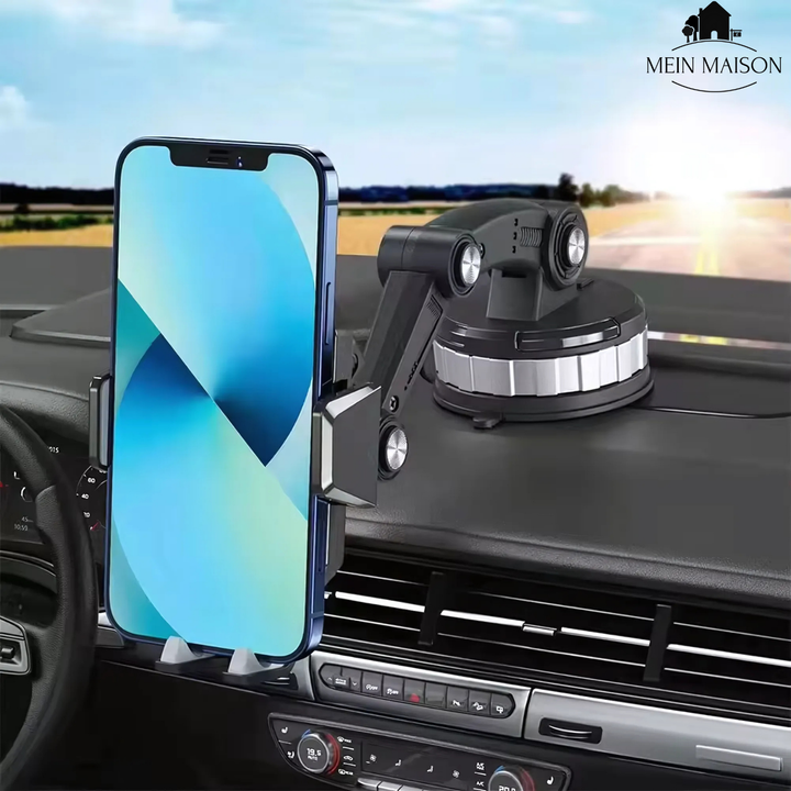 Smartphone in der GripTech Auto Handyhalterung. Fester Halt für Navigation und Freisprechfunktion während der Fahrt.