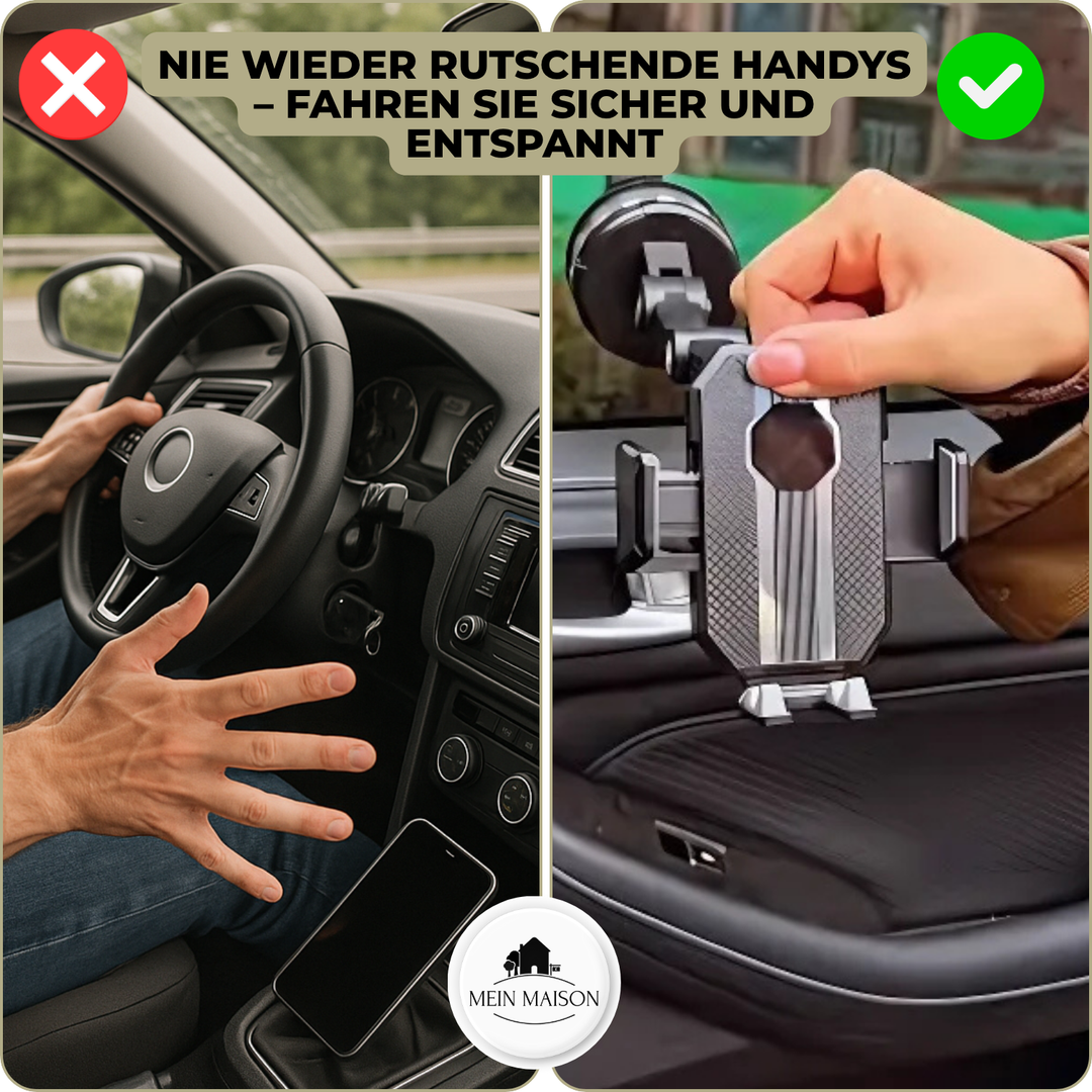 Detailansicht der GripTech Handyhalterung: Sichere Klemmbacken mit Softpads für stabilen Halt ohne Kratzer am Smartphone.