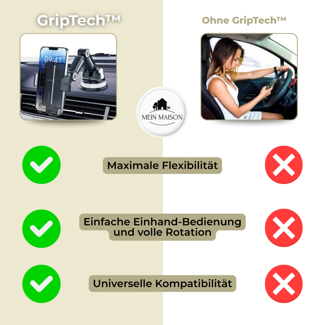 Verpackte GripTech Auto Handyhalterung, ein unverzichtbares Kfz Zubehör für Navigation und sicheres Fahren.