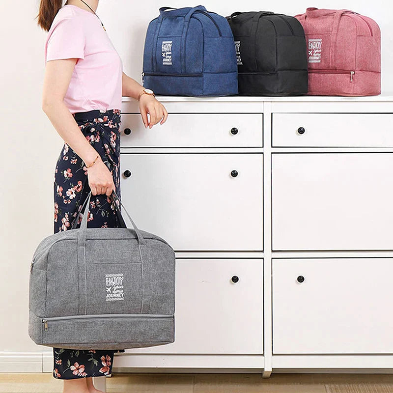 Damen-Wochenendtasche, groß & faltbar, ideal für Kurztrips. Praktisches Handgepäck mit viel Stauraum.