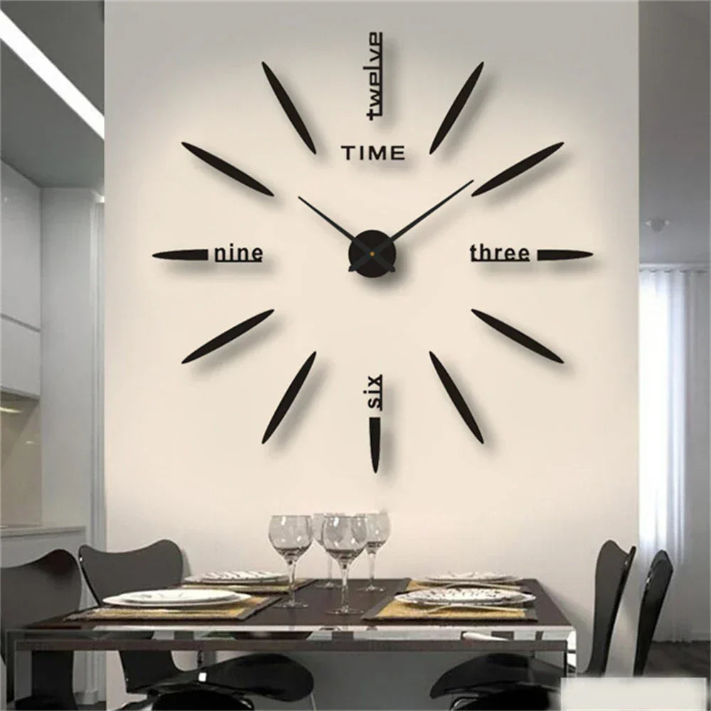 Große moderne Acryl Wanduhr, DIY Spiegel Design als elegante Dekoration für Wohnzimmer und Schlafzimmer.
