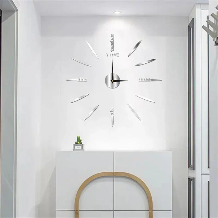 Auffällige große Acryl Wanduhr, modernes DIY Spiegel Design als Blickfang für Wohnzimmer & Schlafzimmer.