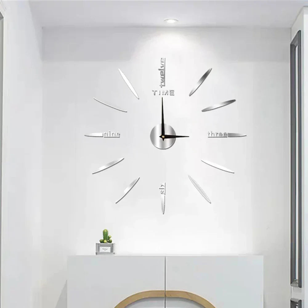 Stylische große Acryl Wanduhr, modernes DIY Spiegel Design für Schlafzimmer und Wohnzimmer, einfache Montage.